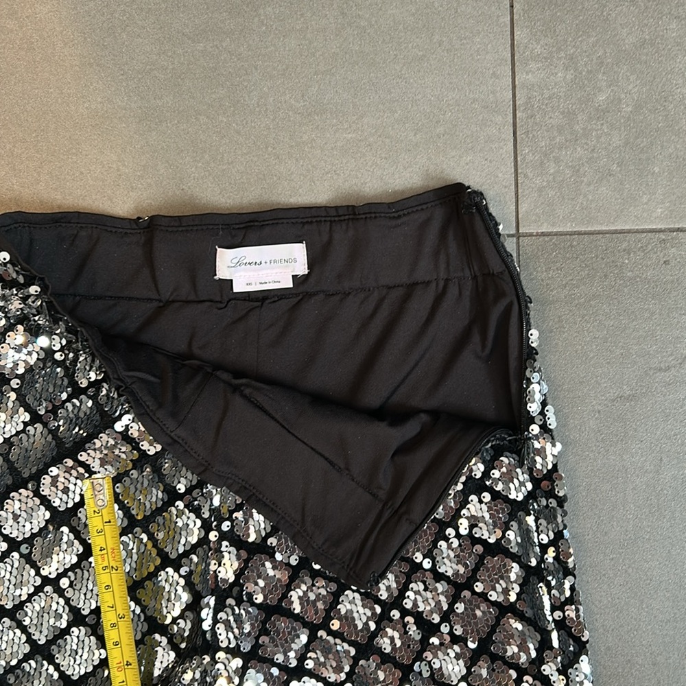 Lovers and Friends Take it Easy Silver and Black Sequined Pants - Picture 6 of 8